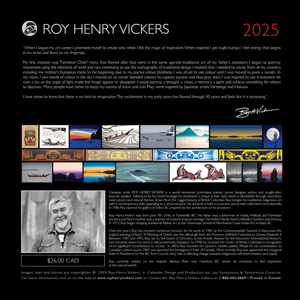 2025 CALENDAR 50 Years of Art Roy Henry Vickers Gallery Roy Henry Vickers Calendar 2025