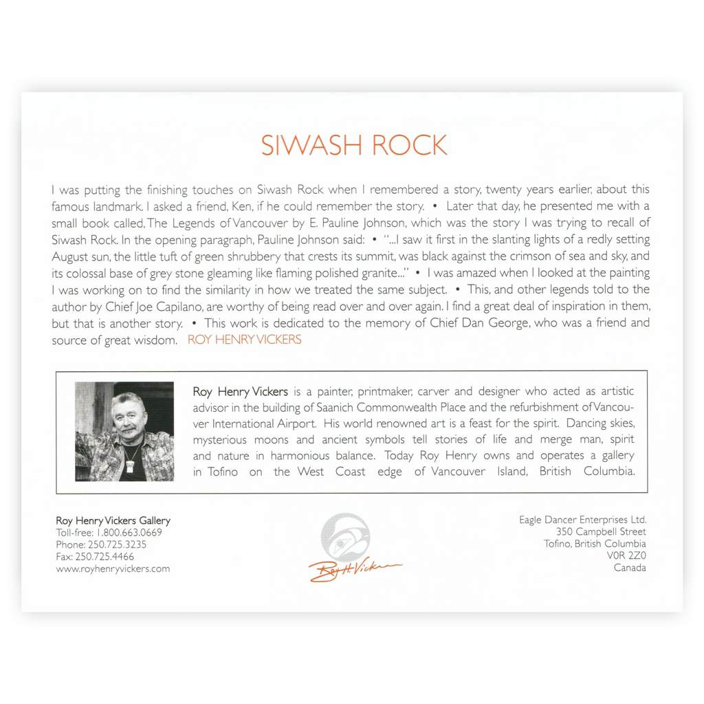 SIWASH ROCK - ART CARD
