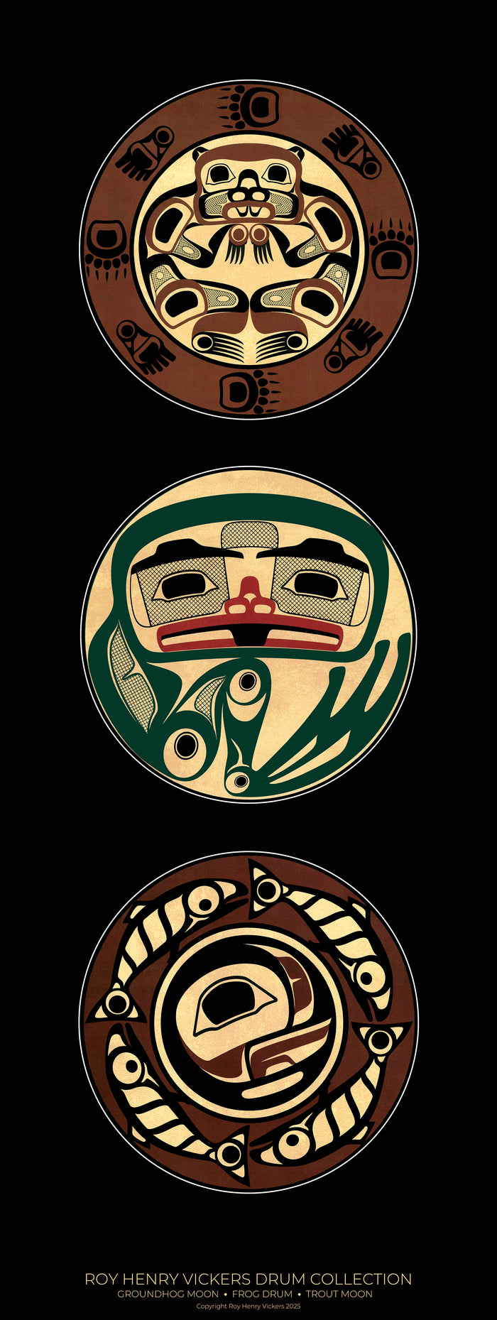 DRUM SERIES -  POSTER - Groundhog Moon, Frog Drum, Trout Moon
